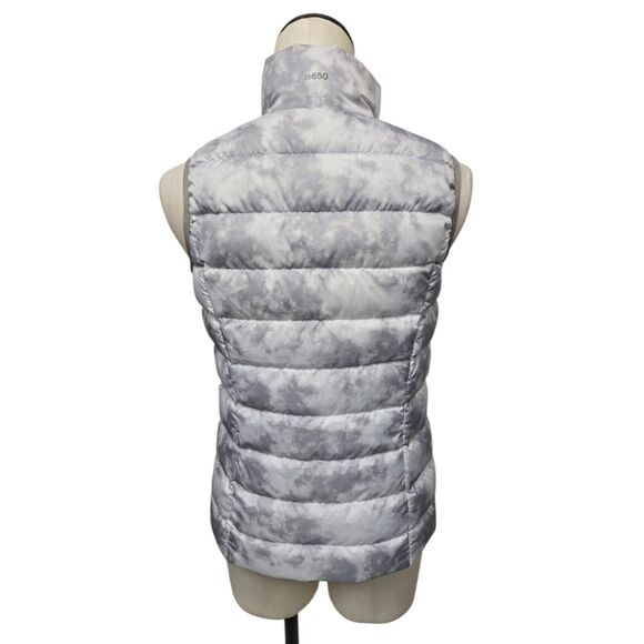 Eddie Bauer Down Puffer Vest Womens Size XS EB650 Gray Tie Dye Full Zip Winter - Picture 2 of 11